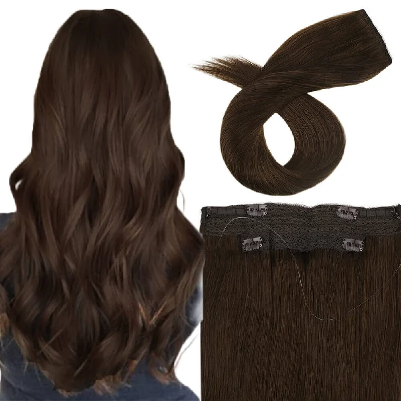 Sunny Hair Halo Hair Extensions No Glue Silky Straight Dark Brown #4