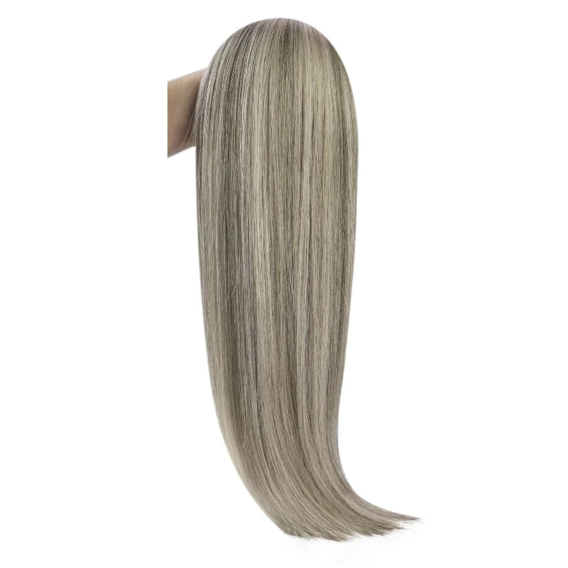 [virgin+]Genius Weft Hair Extensions virgin+ Hair Bundles Human Straight Weave Balayage#1CC/80/60