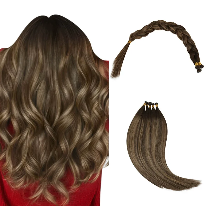 [virgin+]Vivien Genius Weft Hair Extensions Hair Bundles Human Straight Weave Brown Balayage #BM