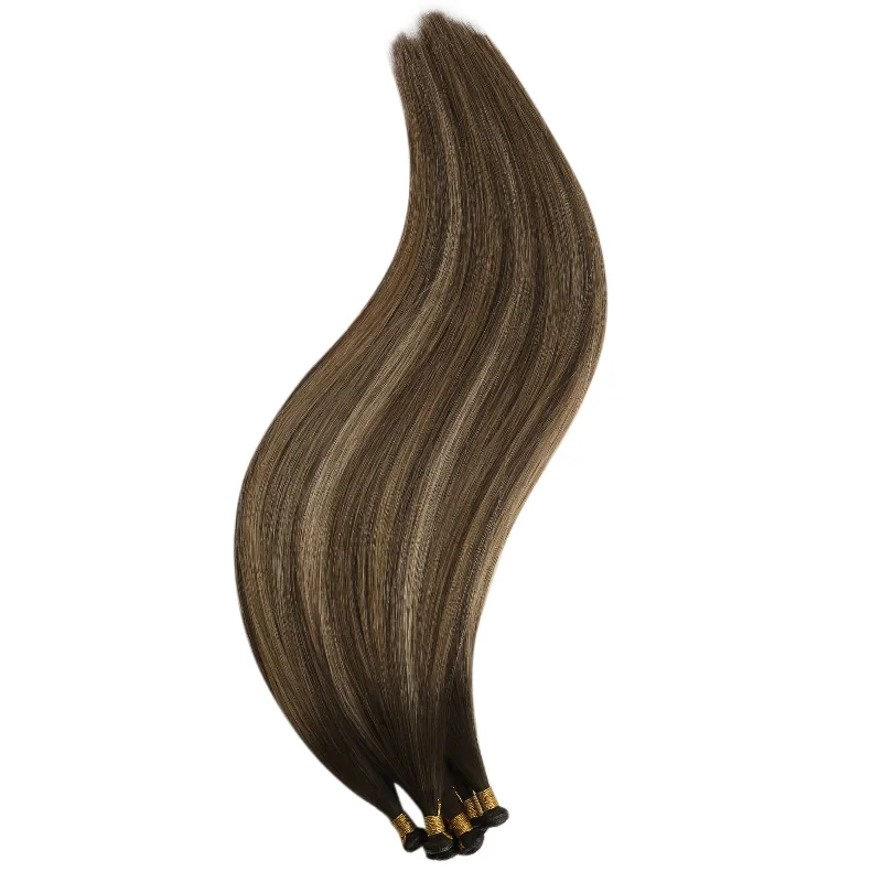 [virgin+]Vivien Genius Weft Hair Extensions Hair Bundles Human Straight Weave Brown Balayage #BM