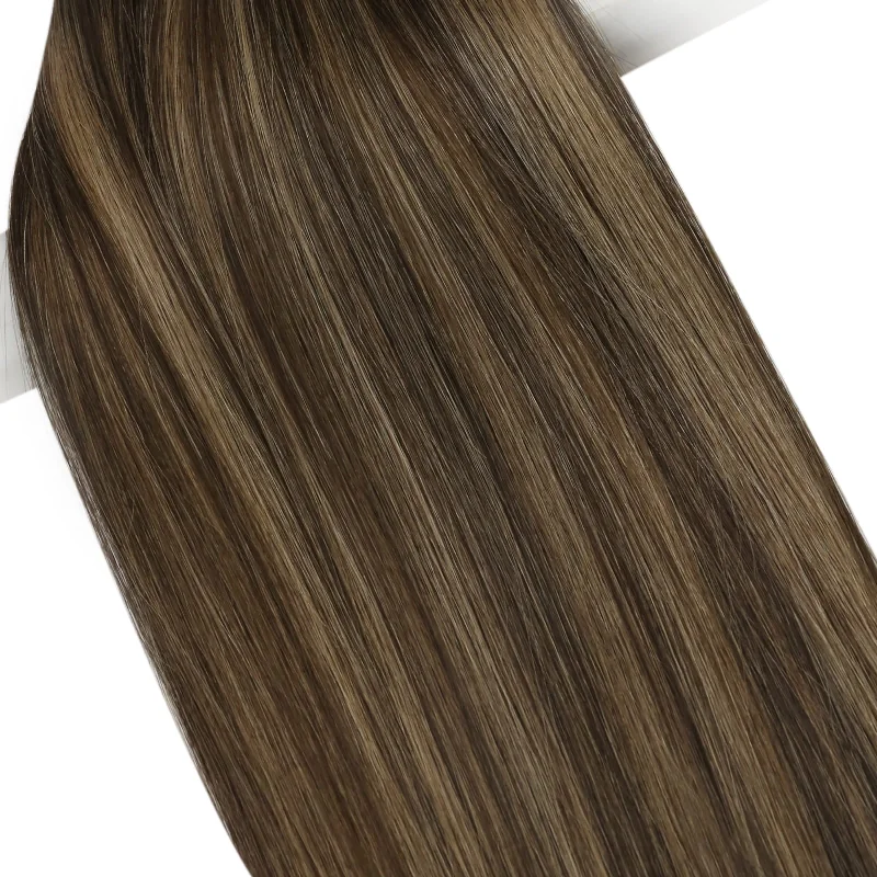 [virgin+]Vivien Genius Weft Hair Extensions Hair Bundles Human Straight Weave Brown Balayage #BM