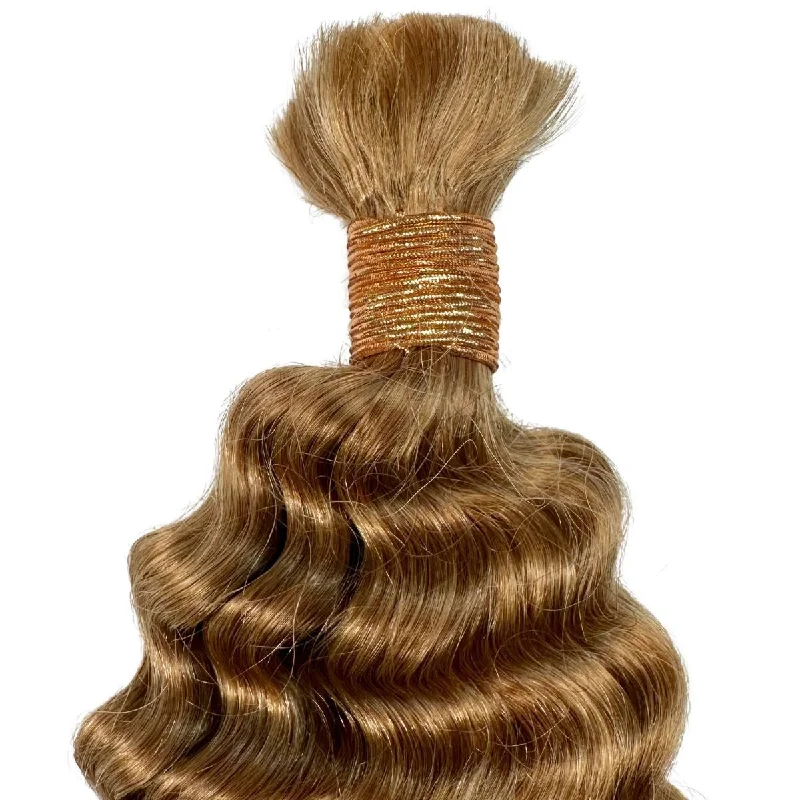 Honey Blonde Deep Wave Bulk Human Braiding Hair