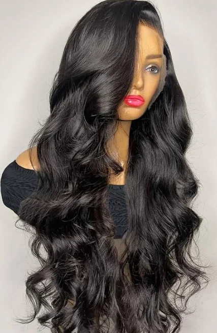 HUMAN LACE FRONT WIG - OCEAN WAVE 26"" #NATURAL BROWN