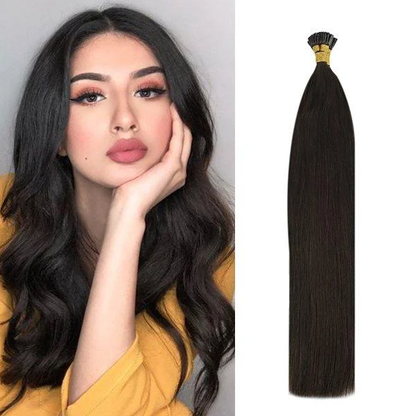 Stick I Tip Human Real Hair Extensions Darkest Brown #2