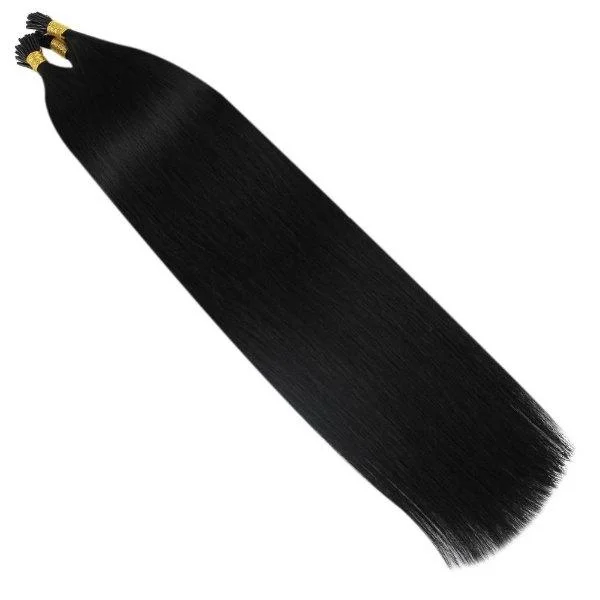 Sunny Hair I Tip Virgin Human Hair Extensions Stick Keratin Jet Black #1