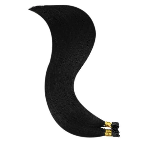 Sunny Hair I Tip Virgin Human Hair Extensions Stick Keratin Jet Black #1