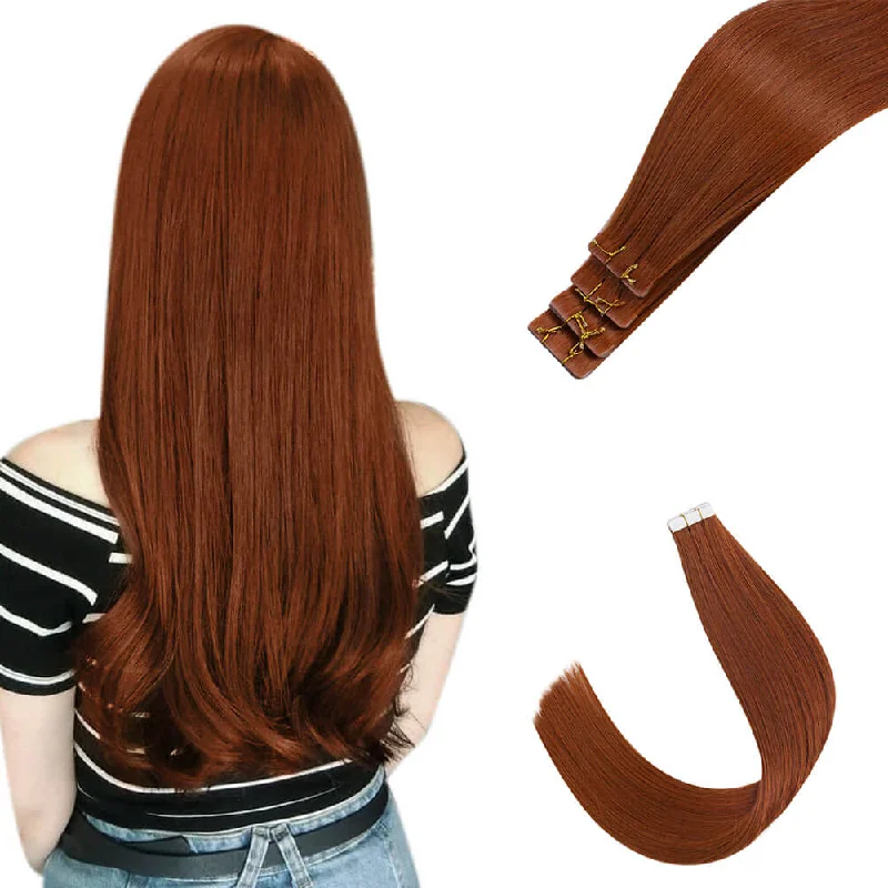 Invisible Injection Tape in Hair Extensions High Quality Human Hair copper #33