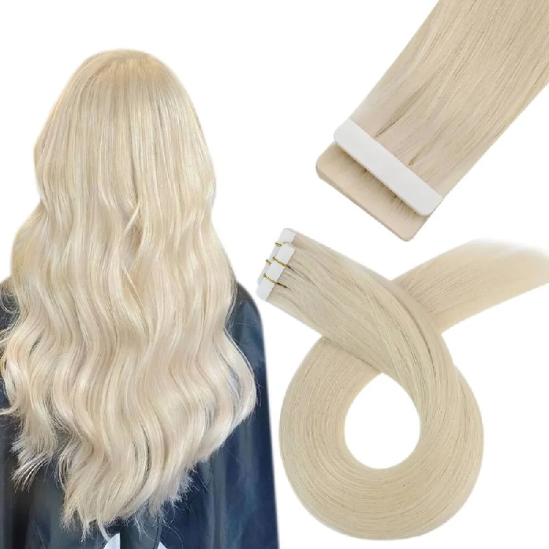 Platinum Blonde Invisible Seamless Injection Virgin Tape in Hair Extensions For Women #60