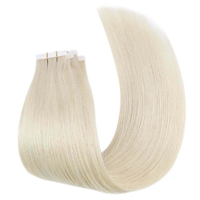 Platinum Blonde Invisible Seamless Injection Virgin Tape in Hair Extensions For Women #60