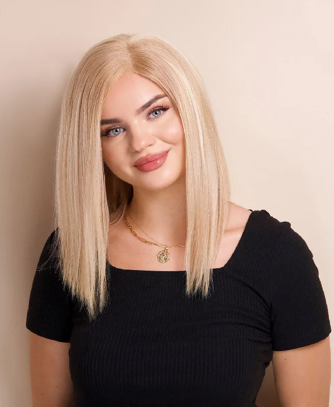 long bob human wig  - 12"" blonde highlights.