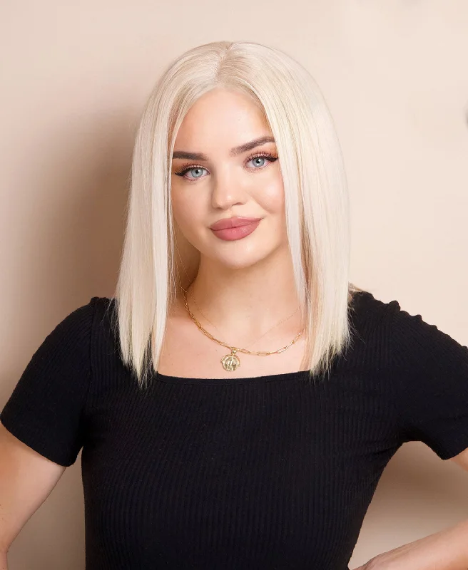 long bob human wig  - 12"" platinum blonde.