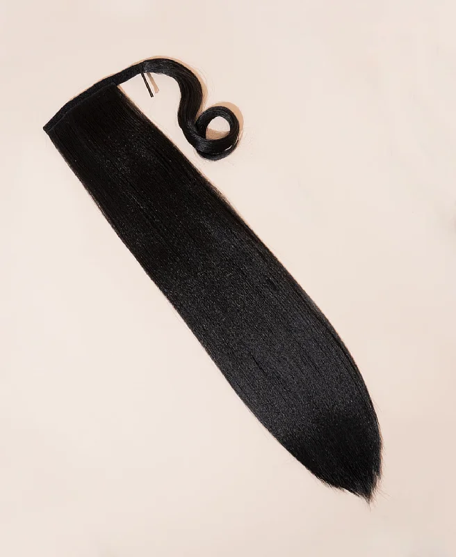 vegan fiber long straight ponytail - natural black 26"".