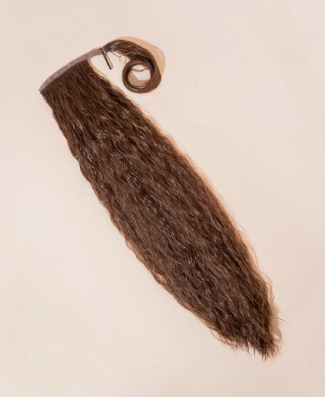 vegan fiber long wavy ponytail - chocolate brown 26"".