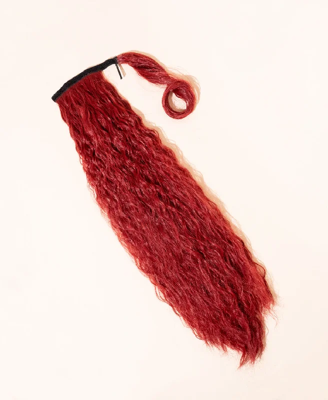 vegan fiber long wavy ponytail - ruby 26"".