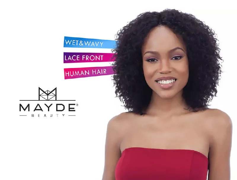 MAYDE BEAUTY 100% HUMAN HAIR WET & WAVY INVISIBLE LACE PART WIG DEEP CURL