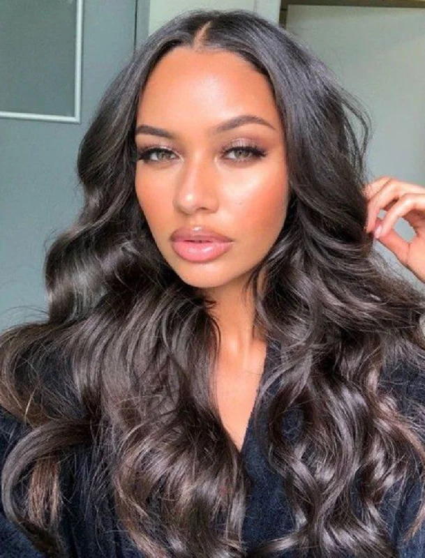 Natural Wave Human Hair Glueless Full Lace Wigs With Baby Hair