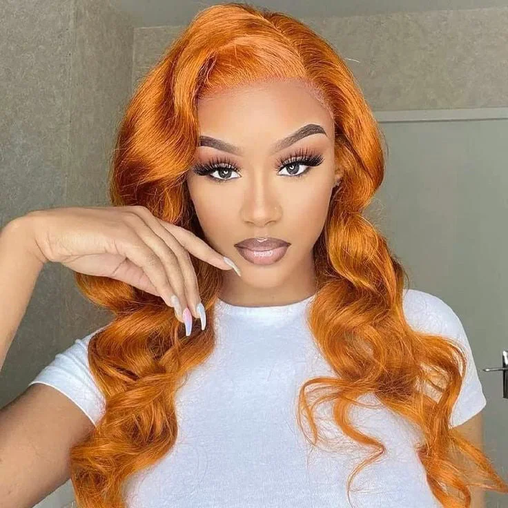 Glueless Wig Ginger Wig 13x4 Transparent HD Lace Front Wigs Body Wave Wig