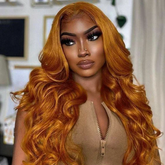 Glueless Wig Ginger Wig 13x4 Transparent HD Lace Front Wigs Body Wave Wig