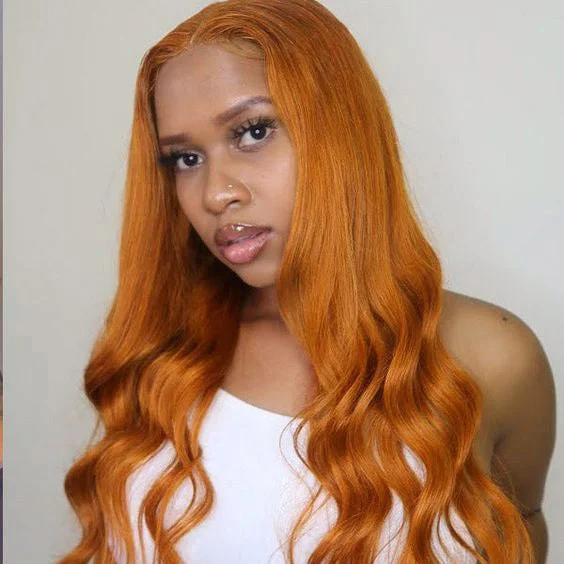 Glueless Wig Ginger Wig 13x4 Transparent HD Lace Front Wigs Body Wave Wig