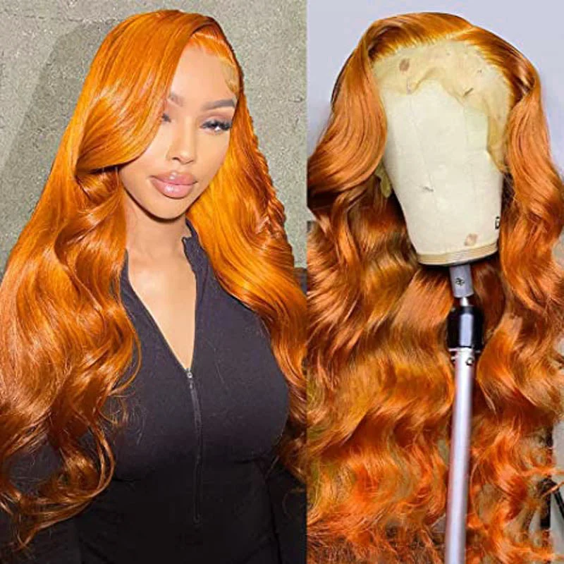 Glueless Wig Ginger Wig 13x4 Transparent HD Lace Front Wigs Body Wave Wig