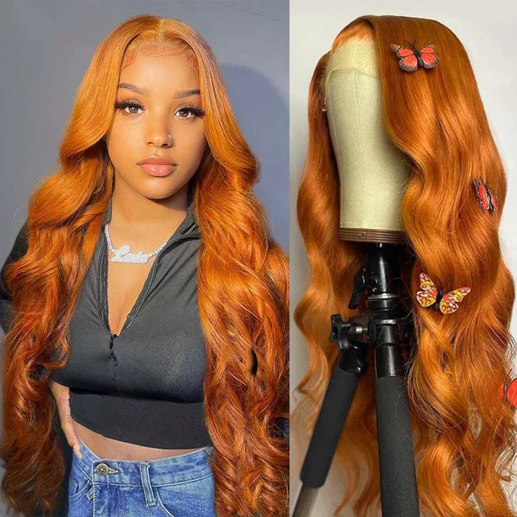 Glueless Wig Ginger Wig 13x4 Transparent HD Lace Front Wigs Body Wave Wig