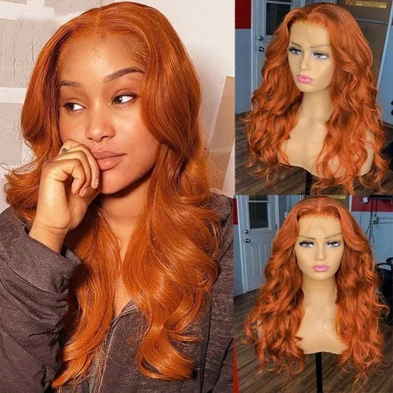 Glueless Wig Ginger Wig 13x4 Transparent HD Lace Front Wigs Body Wave Wig