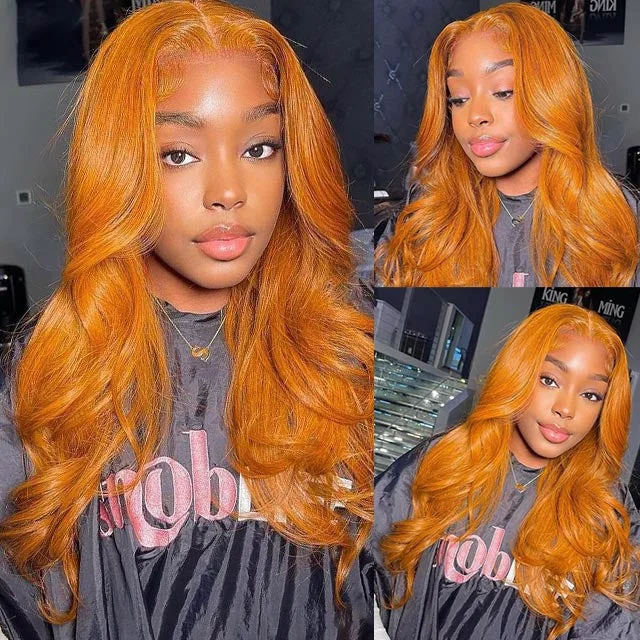 Glueless Wig Ginger Wig 13x4 Transparent HD Lace Front Wigs Body Wave Wig