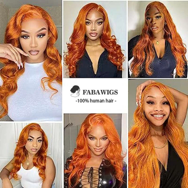 Glueless Wig Ginger Wig 13x4 Transparent HD Lace Front Wigs Body Wave Wig