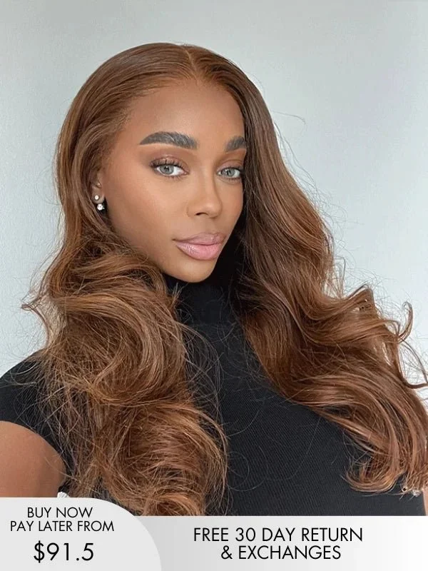 Noelle Human Hair Brown Highlights Glueless Wig