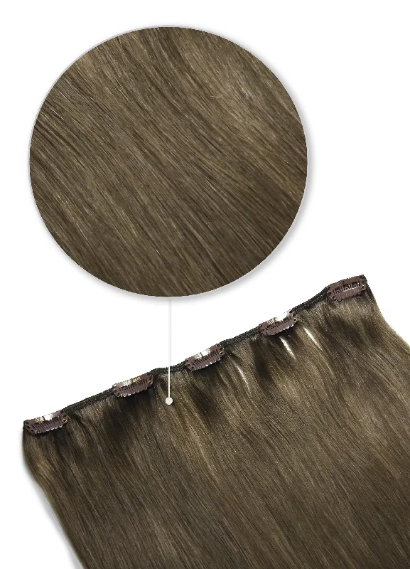 One Piece Top-up Remy Clip in Human Hair Extensions - Ash Brown (#9)