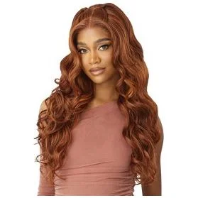 Outre 5""x 5"" HD Lace Closure Lace Front Wig Human Hair Blend - Glam Curls 24""