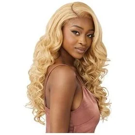 Outre 5""x 5"" HD Lace Closure Lace Front Wig Human Hair Blend - Glam Curls 24""