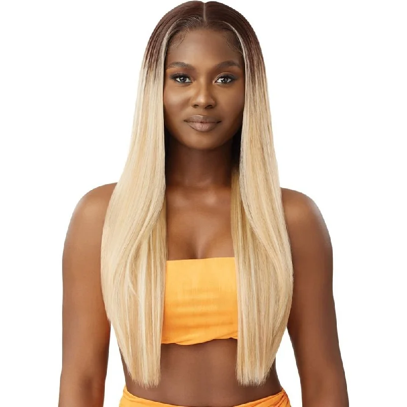 Outre Airtied 100% Fully Hand-Tied Human Hair Blend HD Lace Wig - Sleek Yaki 28""