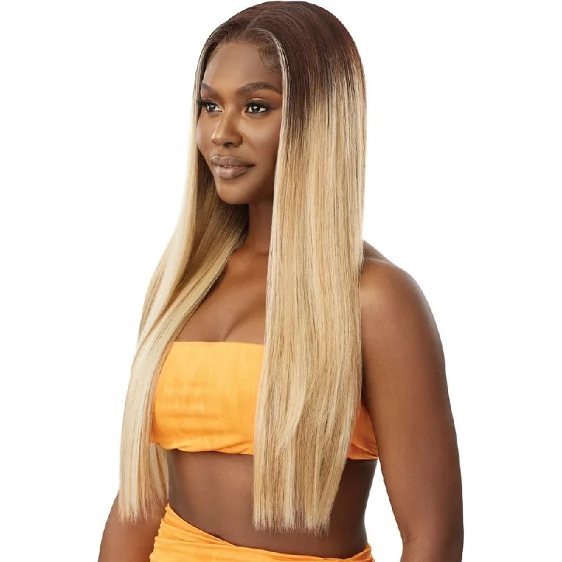 Outre Airtied 100% Fully Hand-Tied Human Hair Blend HD Lace Wig - Sleek Yaki 28""