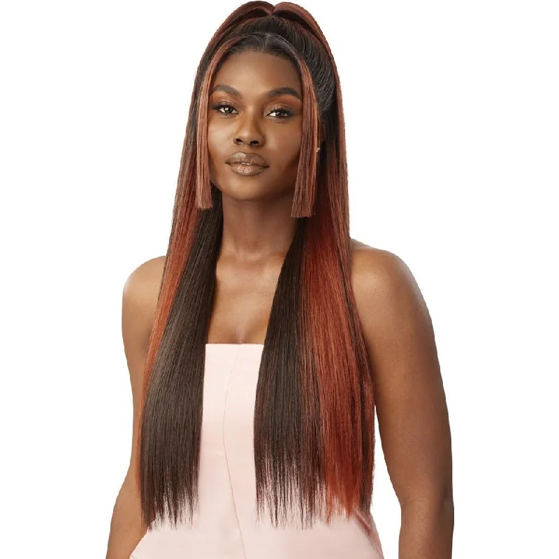 Outre Airtied 100% Fully Hand-Tied Human Hair Blend HD Lace Wig - Sleek Yaki 28""