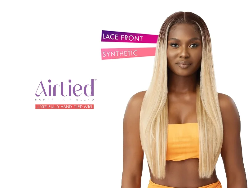 OUTRE AIRTIED HUMAN HAIR BLEND 100% FULLY HAND TIED WIG - SLEEK YAKI 28""