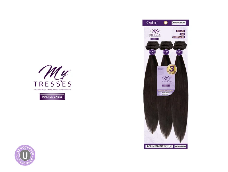 OUTRE MY TRESSES PURPLE LABEL 100% UNPROCESSED NATURAL STRAIGHT 3 BUNDLES