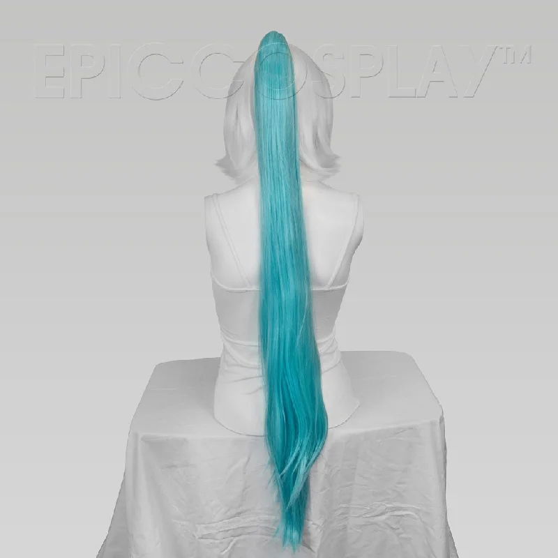 35"" Anime Blue Mix Straight Ponytail Clipon