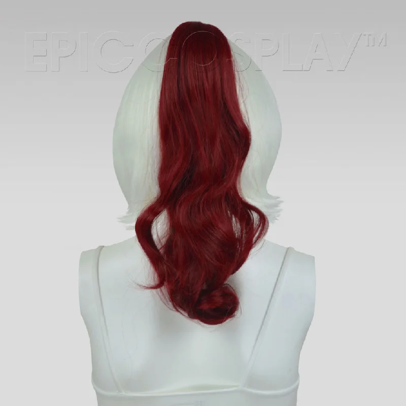 20"" Burgundy Red Wavy Curly Ponytail Clipon