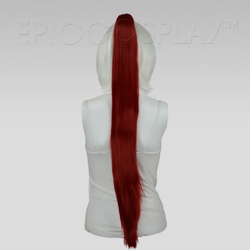 35"" Dark Red Straight Ponytail Clipon