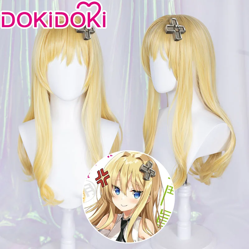 DokiDoki Anime Combatants Will Be Dispatched! Cosplay Alice Chan Wig Long Curly Yellow