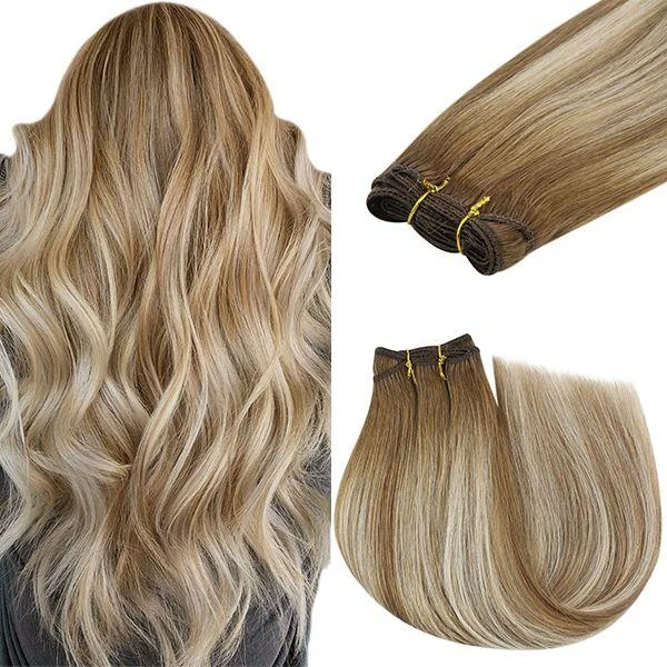 Weft Hair Extensions Sew in Balayage Color #6/60/6