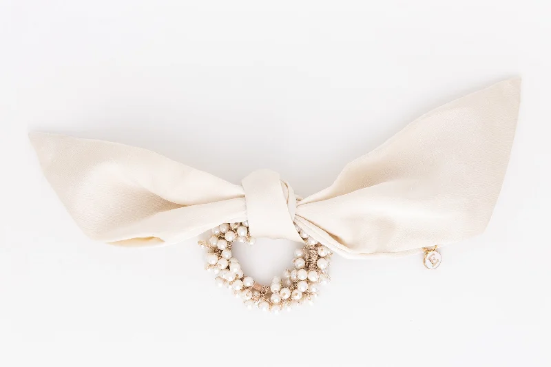 Satin Pearl Ponytail Holder