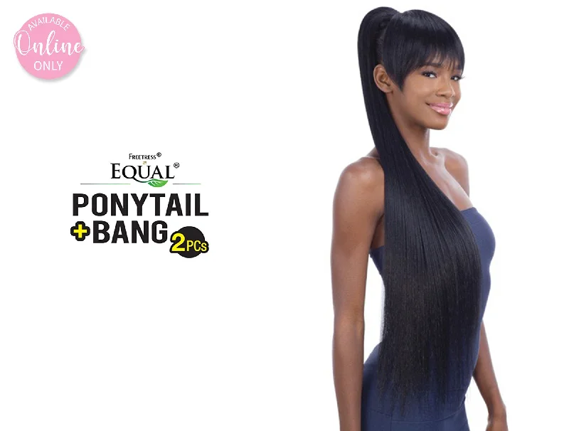 SHAKE N GO FREETRESS EQUAL PONYTAIL + CHINA BANG - LONG SLEEK YAKY 36"" 2PCS