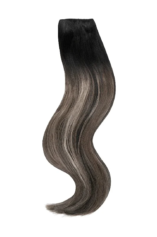 Silver Shadow Balayage Quad Weft Clip In One Piece Hair Extensions