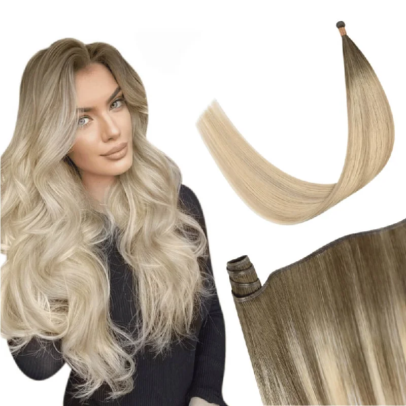 [New color]Sunny Hair Genius Weft Hair Extensions Virgin Hair Brown with Blonde #18/18/613