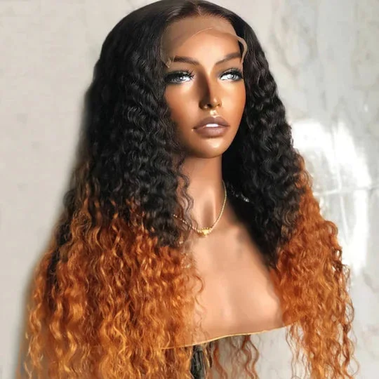 T1B/30 Ombre Wig Curly Wig 150% Density 4*4/13*4/13*6 Lace Front Wig 100% Human Hair Wig