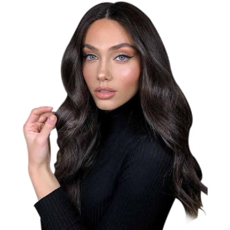 [US Only][Half Price][150% High Density Upgrade] Real Remy Clip in Crown Medium Hair Topper Hand-Made Hair Off Black Without Bangs for Women (#1b)