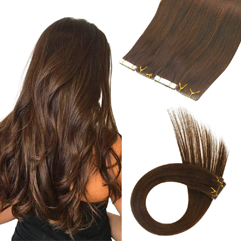 [USA Only] Invisible Seamless Virgin Hair Injection Tape in Human Hair Extensions Dark Brown #4