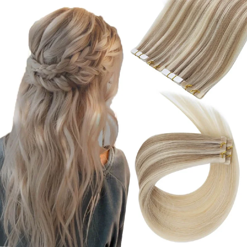 [USA Only] Invisible Seamless Virgin Tape in Hair Extensions Balayage Blonde #Nordic